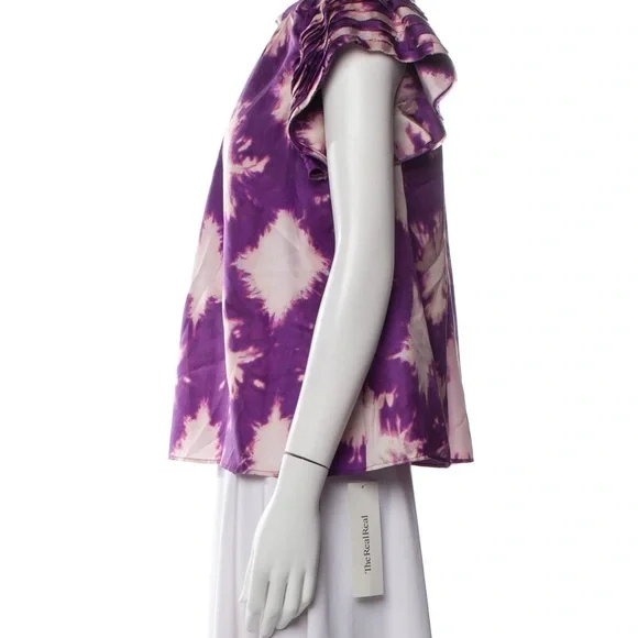 Ulla Johnson Tie-Dye Ruffle Sleeve Top - Picture 6 of 11